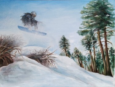 Peinture intitulée "In flight" par Roza Bronnikova, Œuvre d'art originale, Huile Monté sur Châssis en bois