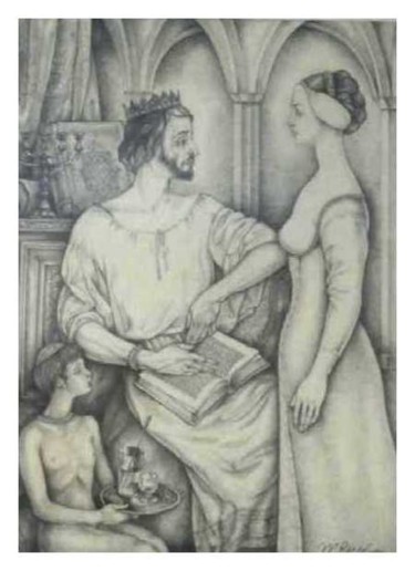 Рисунок под названием "Esther and King..." - William Rozenson, Подлинное произведение искусства
