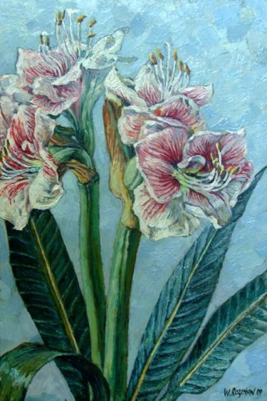 Картина под названием "Pink Tropic Flowers" - William Rozenson, Подлинное произведение искусства