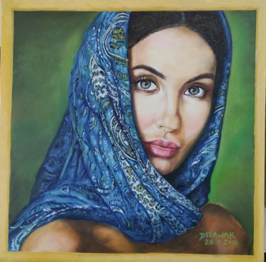 Painting titled "Beautiful eyes" by Rozida And Dilawar, Original Artwork, Oil