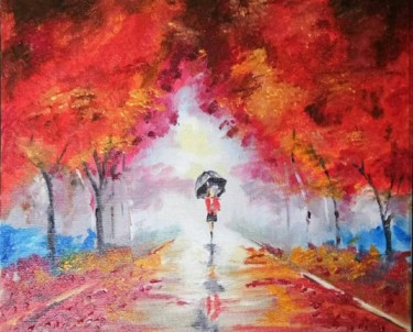 Painting titled "Under my umbrella" by Rozida And Dilawar, Original Artwork, Oil