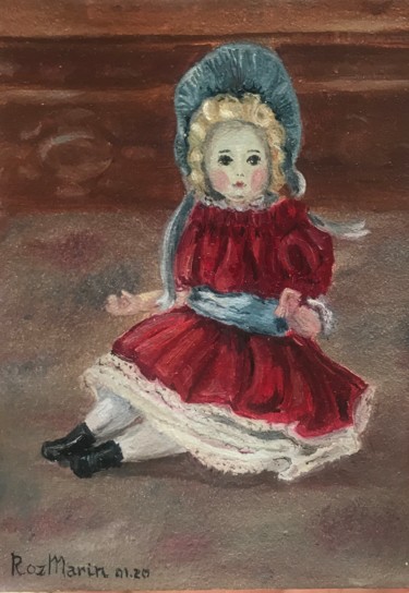 Painting titled "Doll #3" by Marina Deryagina, Original Artwork, Oil