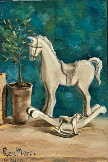 Painting titled "rocking-horse 3" by Marina Deryagina, Original Artwork, Oil