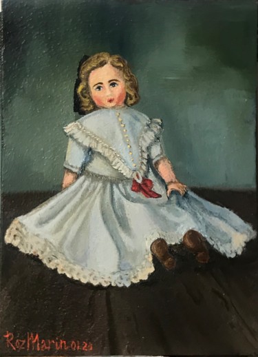 Painting titled "Doll #4" by Marina Deryagina, Original Artwork, Oil