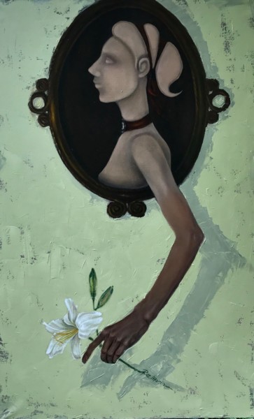 Painting titled "Camellia" by Marina Deryagina, Original Artwork, Oil