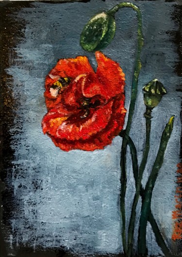 Painting titled "Poppy flower collec…" by Marina Deryagina, Original Artwork, Oil