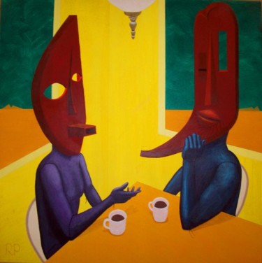 Painting titled "Relic Conversation" by Rudy Pavlina, Original Artwork, Oil