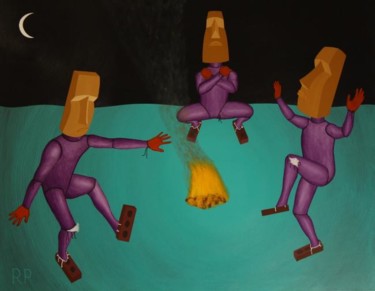 Painting titled "Celebratory Dance" by Rudy Pavlina, Original Artwork, Oil