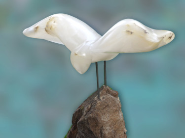 Escultura intitulada "Mouette sur Rocher" por Roland Platte, Obras de arte originais, Pedra