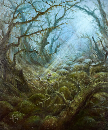 Картина под названием "В тихом сумраке вет…" - Павел Решетников, Подлинное произведение искусства, Масло Установлен на Дерев…
