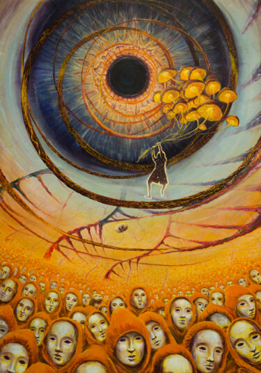 Картина под названием "Выход из Сансары" - Павел Решетников, Подлинное произведение искусства, Масло Установлен на Деревянна…