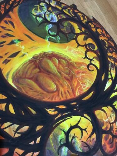 Картина под названием "Сердце Данко/ Heart…" - Павел Решетников, Подлинное произведение искусства, Акрил Установлен на Дерев…