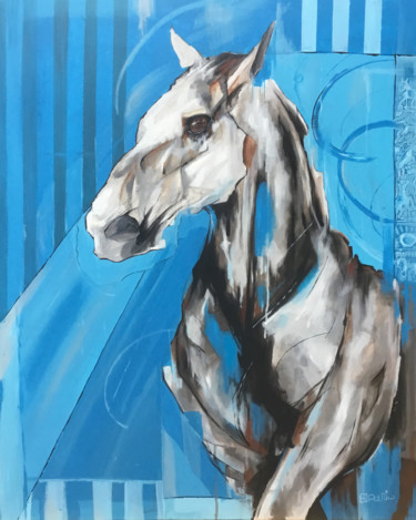 Peinture intitulée "Nu équin : "Bleu"" par Richard Routin, Œuvre d'art originale, Acrylique