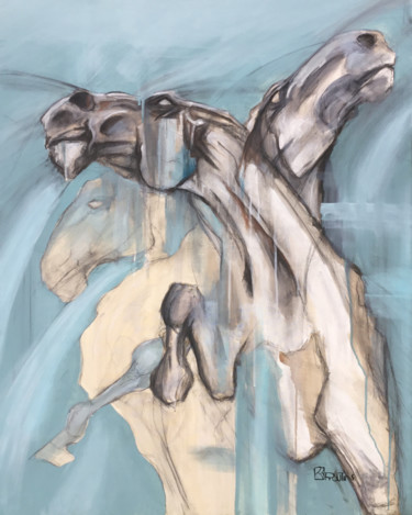 Картина под названием "Nu équin : Apesante…" - Richard Routin, Подлинное произведение искусства, Акрил Установлен на Деревян…