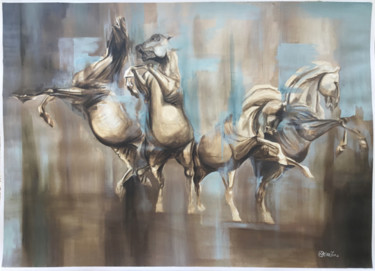 Painting titled "Nu équin - Les chev…" by Richard Routin, Original Artwork, Acrylic