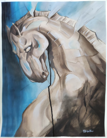 Картина под названием "Nu équin - Masse" - Richard Routin, Подлинное произведение искусства, Акрил