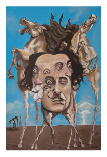 Картина под названием "Clin d’œil, Dali" - Richard Routin, Подлинное произведение искусства, Пастель