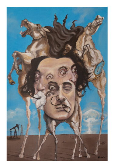 Painting titled "Clin d’œil, Dali" by Richard Routin, Original Artwork, Pastel