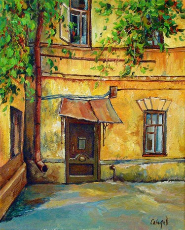 Painting titled "Hot Day" by Ruslan Sabirov, Original Artwork, Oil Mounted on Wood Stretcher frame