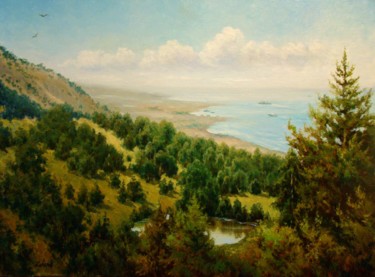 Pintura intitulada "Seashore. Crete Isl…" por Ruslan Sabirov, Obras de arte originais, Óleo
