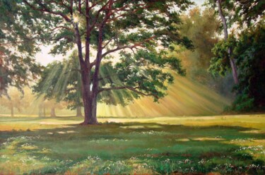 Painting titled "Sunlight" by Ruslan Sabirov, Original Artwork, Oil Mounted on Wood Stretcher frame
