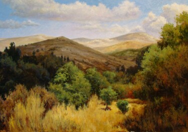 Painting titled "White Mountains. Cr…" by Ruslan Sabirov, Original Artwork, Oil Mounted on Wood Stretcher frame