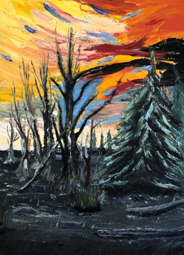 Картина под названием "Buckhorn Ontario" - Ralph S Mitchell, Подлинное произведение искусства, Масло
