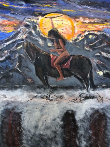 Painting titled "Warrior Princess" by Ralph S Mitchell, Original Artwork, Oil