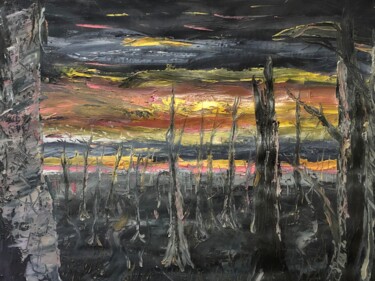 Картина под названием "Burnt Forest" - Ralph S Mitchell, Подлинное произведение искусства, Масло