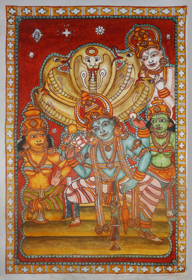 Painting titled "02-mahavishnu-small…" by Renjith, Original Artwork, Acrylic