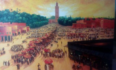 Pittura intitolato "Marrakech" da Abdelali Amayod, Opera d'arte originale, Olio