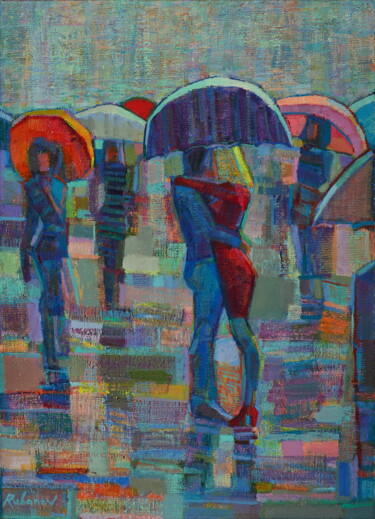 Painting titled "in the rain" by Alexey Rubanov, Original Artwork, Acrylic