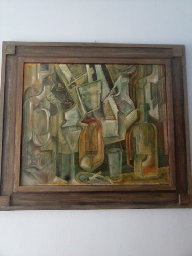 Painting titled "Las botellas" by Ruben Benquesus, Original Artwork, Oil