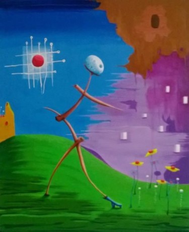 Painting titled "human tree" by Ruben Dominquez Leon, Original Artwork, Oil