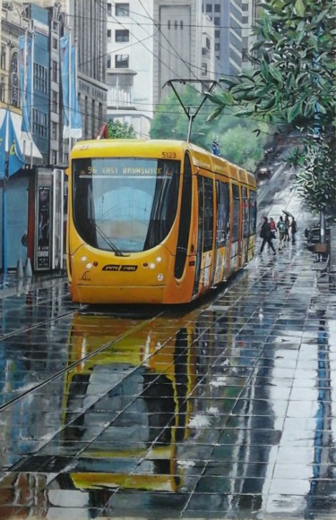 Pintura titulada "Yarra tram Melbourne" por Ruben Badia, Obra de arte original, Acrílico