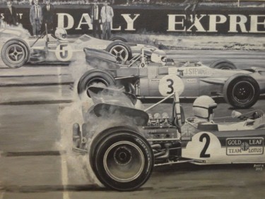 Pintura titulada "Silverstone Grand P…" por Ruben Badia, Obra de arte original, Oleo