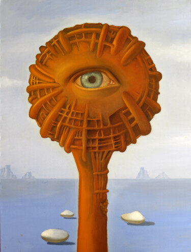 Painting titled "Moral eye" by Ruben Cukier, Original Artwork, Oil Mounted on Wood Stretcher frame
