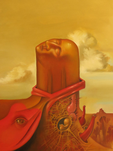 Картина под названием "Man emerging from h…" - Ruben Cukier, Подлинное произведение искусства, Масло