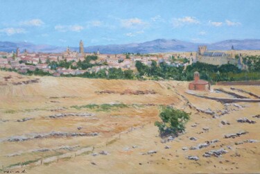 Schilderij getiteld "Paisaje de Segovia" door Rubén De Luis, Origineel Kunstwerk, Olie Gemonteerd op Frame voor houten branc…
