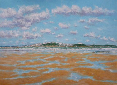 Painting titled "Santander, cuadro a…" by Rubén De Luis, Original Artwork, Oil Mounted on Wood Stretcher frame