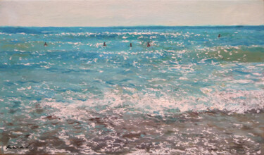 Painting titled "Playa del Mediterrá…" by Rubén De Luis, Original Artwork, Oil