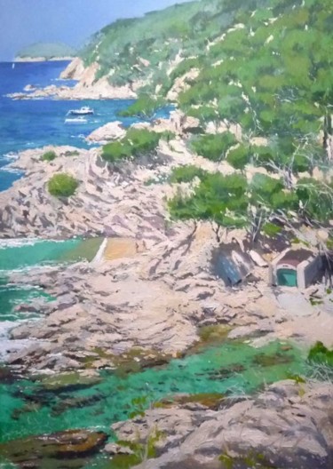 Painting titled "PAISAJE DE LA COSTA…" by Rubén De Luis, Original Artwork, Oil