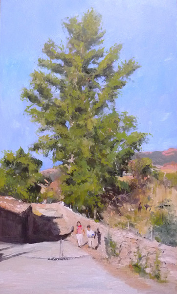 Schilderij getiteld "El gran árbol" door Rubén De Luis, Origineel Kunstwerk, Olie