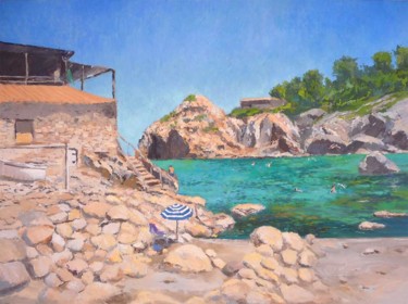 Painting titled "Cala Deia Mallorca" by Rubén De Luis, Original Artwork, Oil