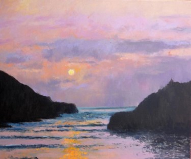 Painting titled "Atardecer en Ibiza" by Rubén De Luis, Original Artwork, Oil