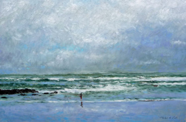 Pintura titulada "Playa del Sardinero…" por Rubén De Luis, Obra de arte original, Oleo