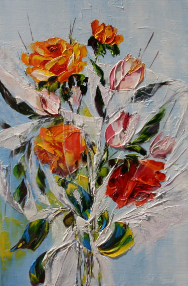 Painting titled "BONHEUR DES FLEURS" by Françoise Pascal, Original Artwork, Oil