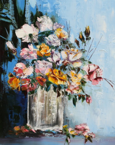 Painting titled "DELICAT BOUQUET DE…" by Françoise Pascal, Original Artwork, Oil