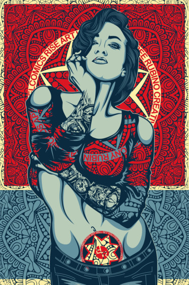 Rubino Mandala Woman Cool Pintura intitulada "Rubino Mandala Woma…" por Tony Rubino, Obras de arte originais, Acrílico Montado em Maca de lona
