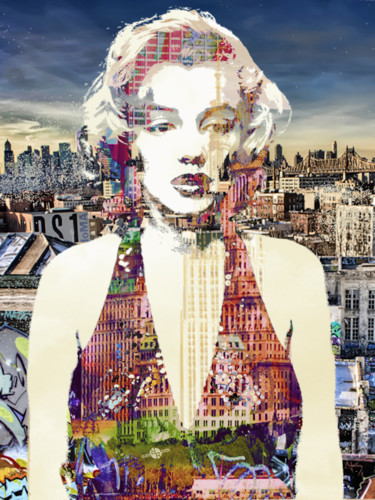 Marilyn Monroe Vulnerable In New York City 2 Картина под названием "Marilyn Monroe Vuln…" - Tony Rubino, Подлинное произведение искусства, Акрил Установлен на Подрамник